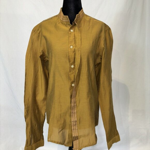 Hugo Boss Kurta Style Fabric Tailored Button-Up Cotton Shirt Men Sz M New - Picture 7 of 16